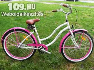 Női kerékpár Neuzer cruiser fehér rózsaszín (csak felszerelt rendelhető)