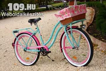 Kenzel Cruiser Atlantis női celeste-rózsaszín kerékpár (kosár nem tartozék)