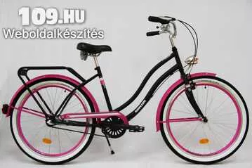 Kenzel Cruiser Aqua női matt fekete-rózsaszín agyváltós kerékpár