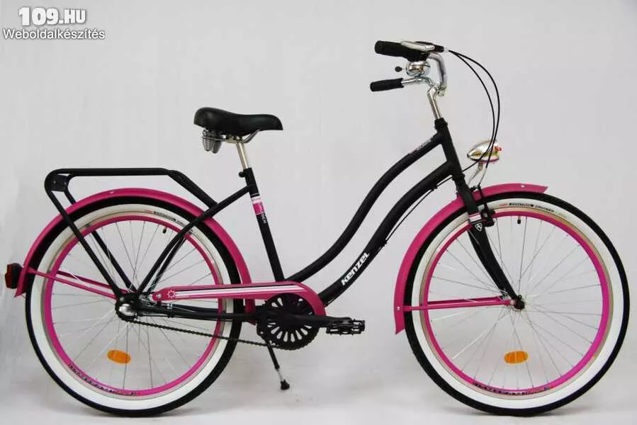 Kenzel Cruiser Aqua női matt fekete-rózsaszín agyváltós kerékpár