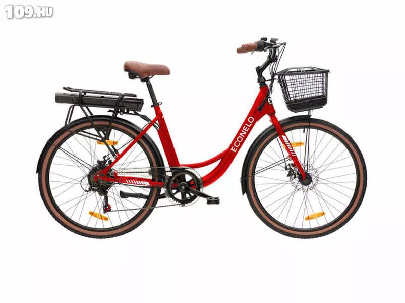 Econelo női 18 E-City piros elektromos kerékpár