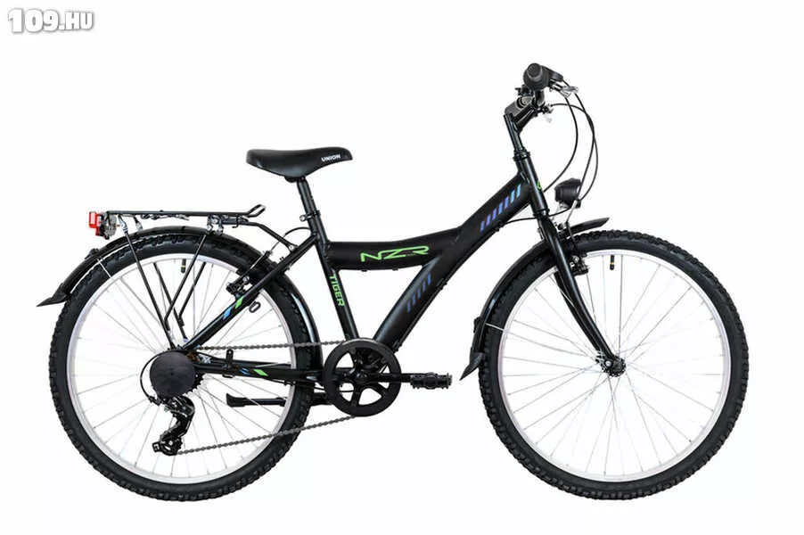 Tiger 24 6S City fekete/zöld-türkiz aluminium váz kerékpár