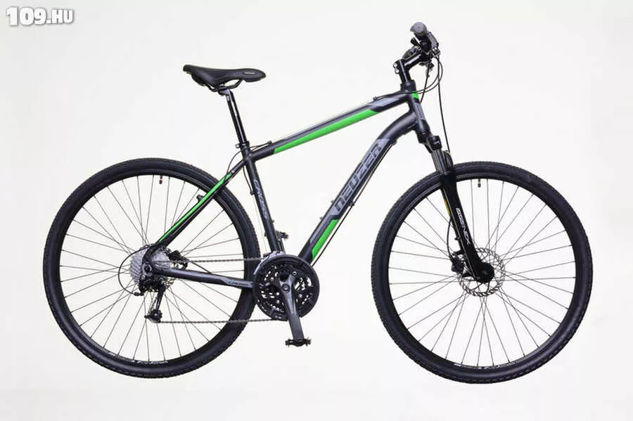 X400 férfi fekete/zöld-szürke 19 tárcsafékes cross kerékpár