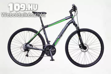 X400 férfi fekete/zöld-szürke 21 tárcsafékes cross kerékpár